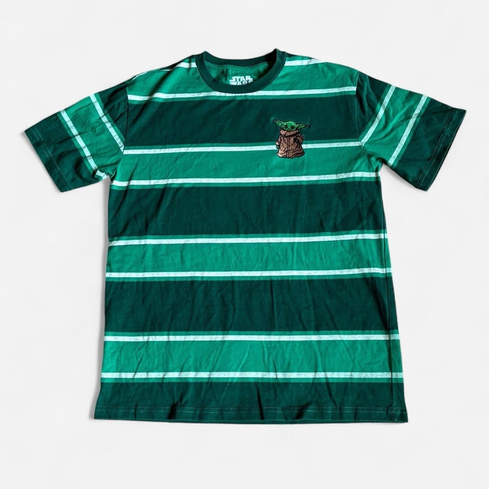 MAD Engine Green Striped Star Wars The Child (Grogu) Short Sleeve Tee